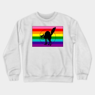 Black Cat LGBTQ Pride Flag (Retro 8) Crewneck Sweatshirt